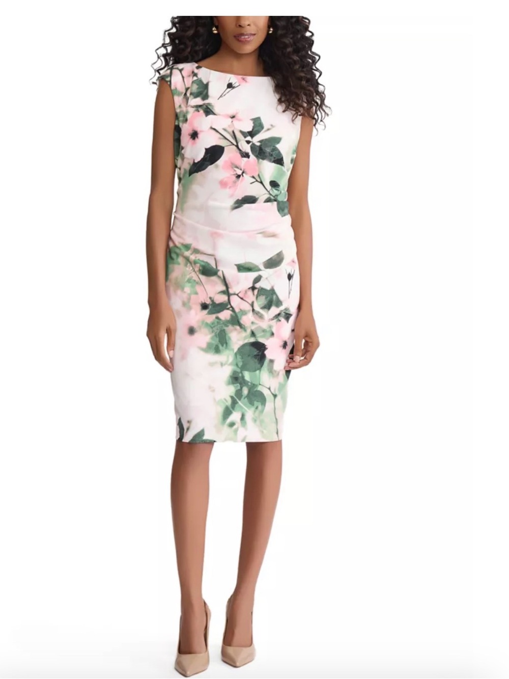 Kasper Pink and Green Floral Sheath Dress NWT